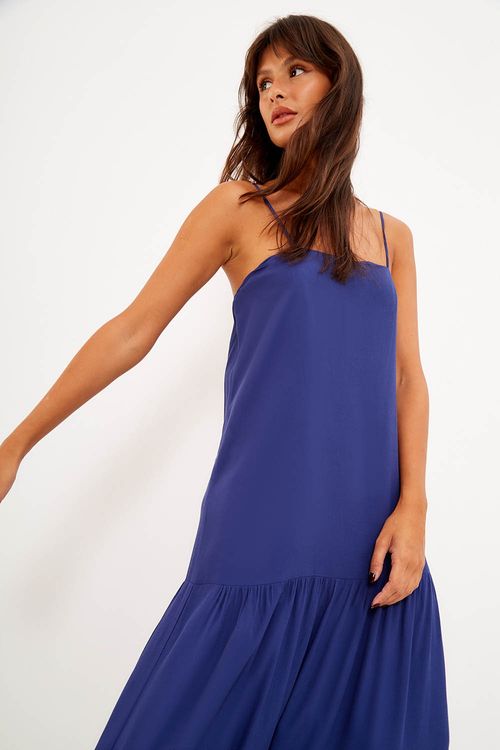 Vestido Longo Fluido - Azul Marinho