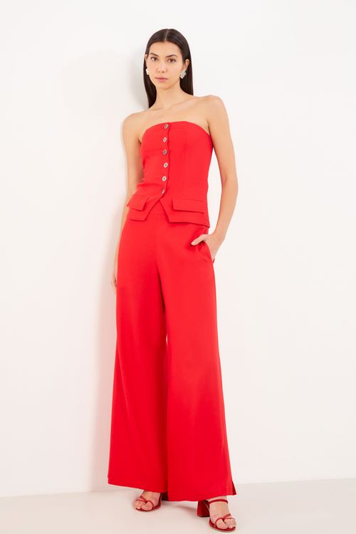 Top Linho Estruturado - Vermelho Escarlate