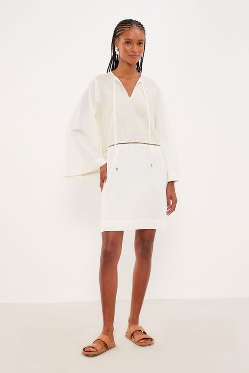 Vestido Curto Bordado - Off White