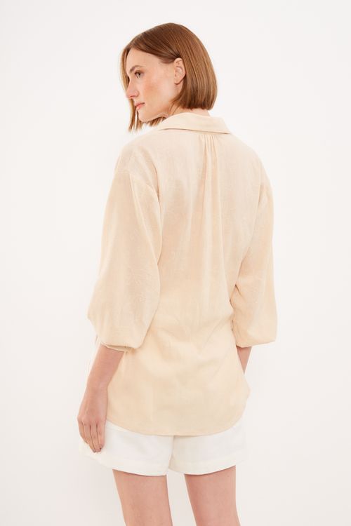 Camisa Overside Arabesco Casual - Bege Vime