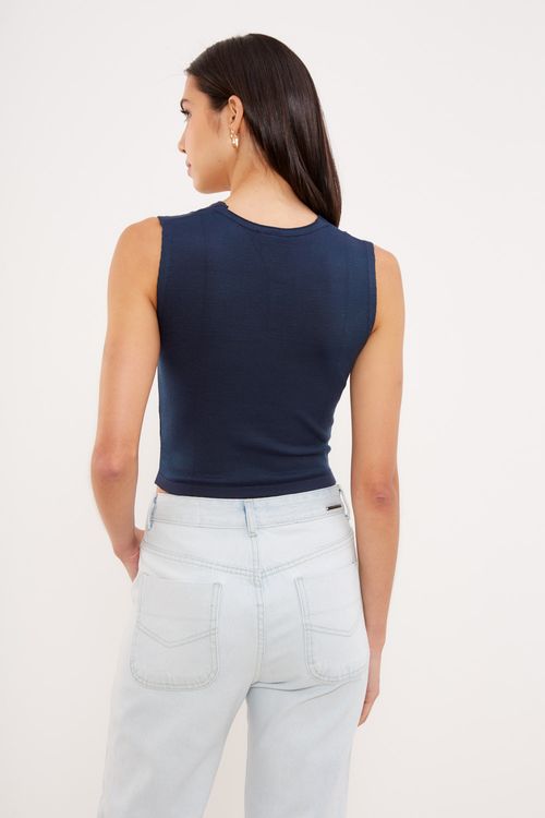 Top Tricot Quadrado - Azul Real