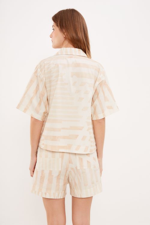 Camisa Estampa Balneário Areia Manga Curta - Est Balneario Areia