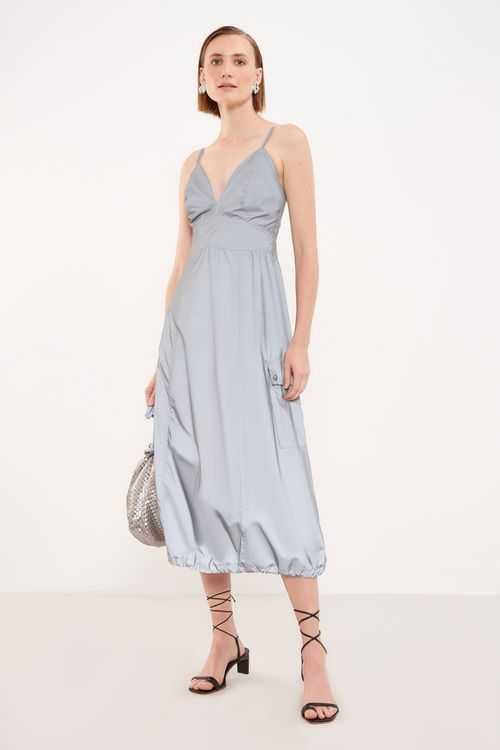 Vestido Cargo Refletivo - Prata