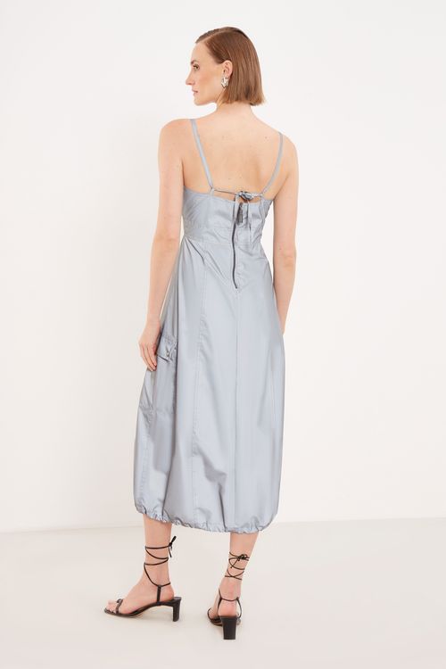 Vestido Cargo Refletivo - Prata