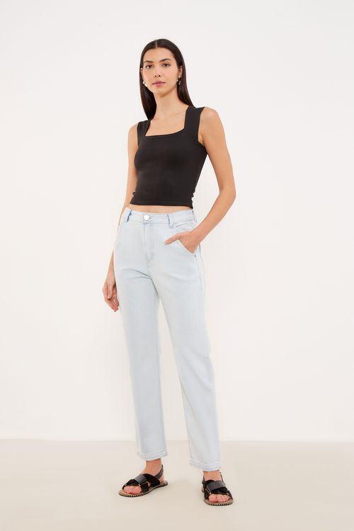 Calça Jeans Reta Cinto - Jeans