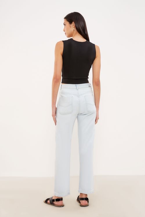 Calça Jeans Reta Cinto - Jeans
