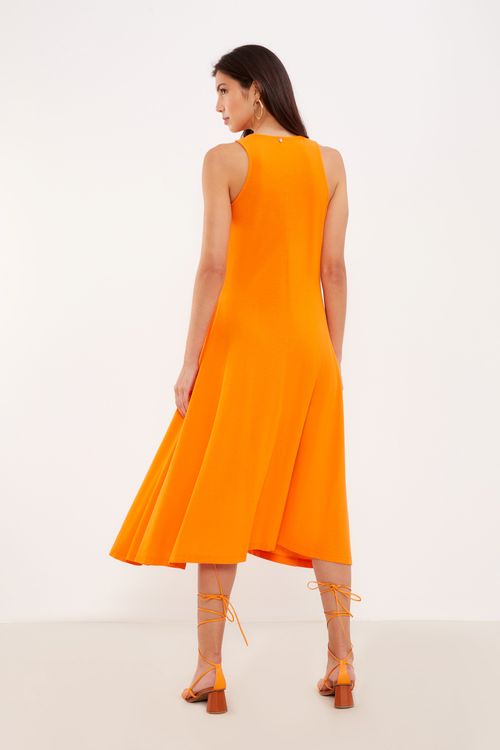 Vestido Malha Recorte Lateral - Laranja Coral