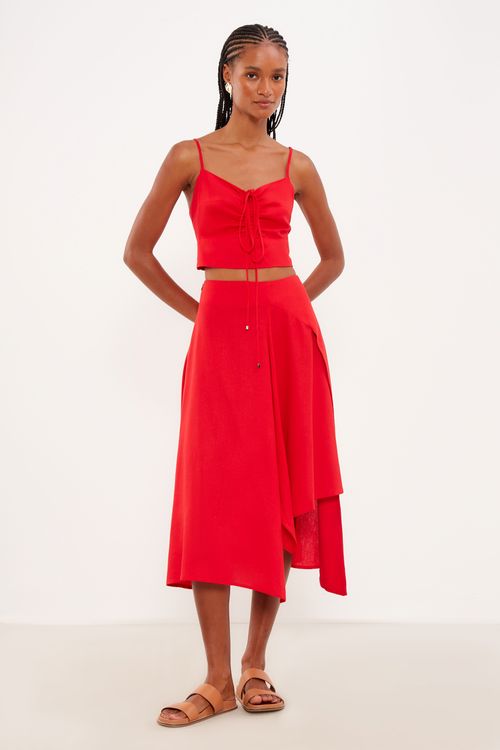 Top Linho Casual - Vermelho Escarlate