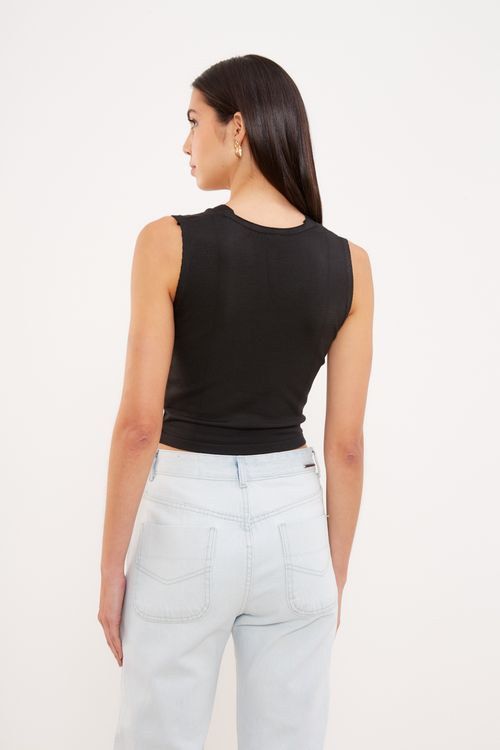 Top Tricot Quadrado - Preto