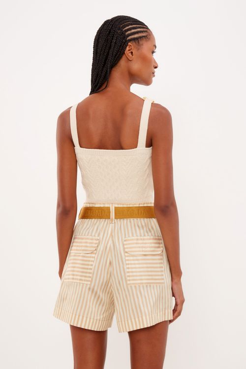 Short Listra Cinto Bolsos - Listrado