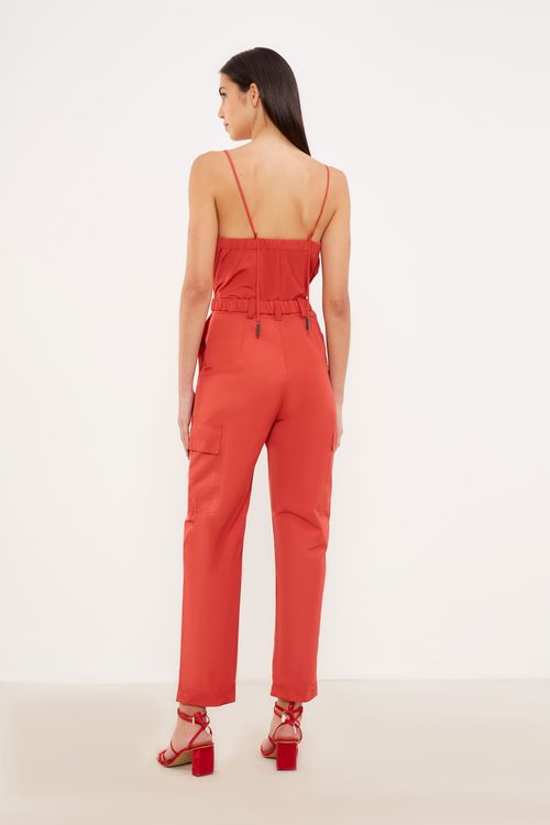 Macacão Cargo Cinto - Vermelho