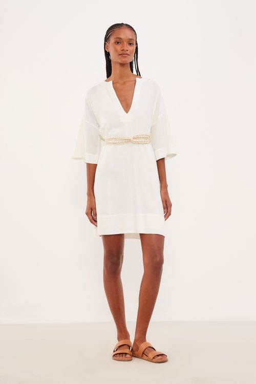 Vestido Curto Linho Reto - Off White