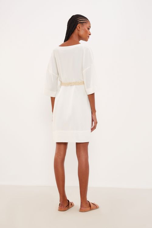 Vestido Curto Linho Reto - Off White