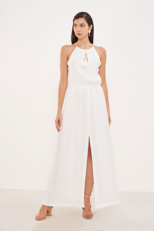 Vestido Longo Detalhe Costas - Off White