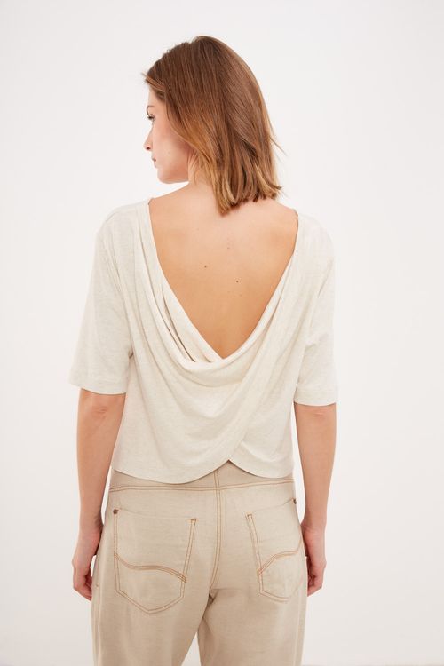 Blusa Malha Decote Costas - Off White