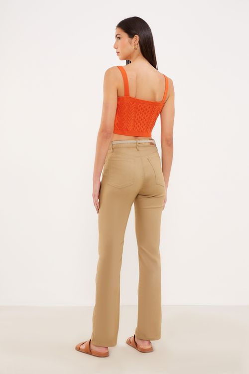 Calça Sarja Reta Lenço - Caqui