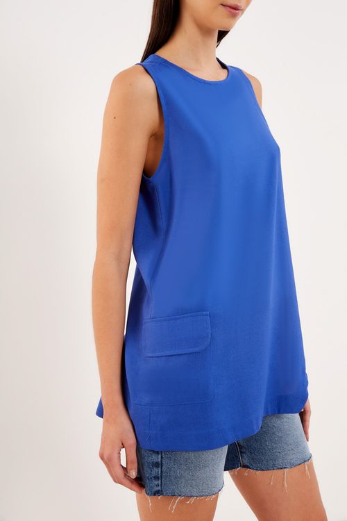 Blusa Recorte Assimétrica - Azul Real