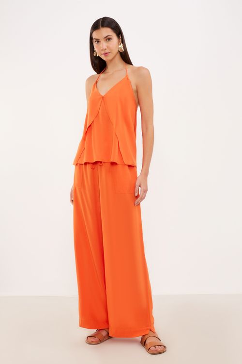 Blusa Alças Assimétricas - Laranja Coral