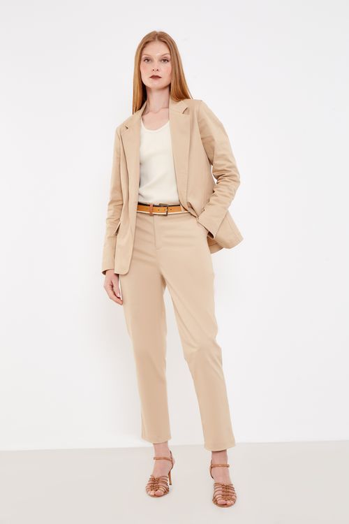 Blazer Sarja Acinturado - Bege New
