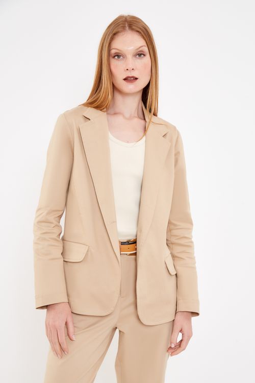 Blazer Sarja Acinturado - Bege New