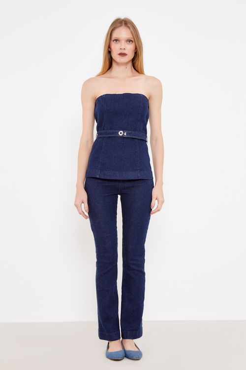 Calça Jeans Elástico Nó Cós - Jeans