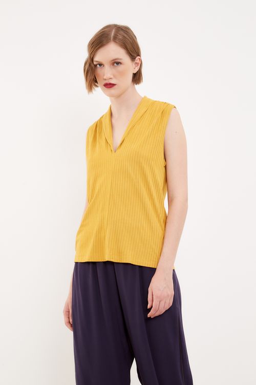Blusa Malha Gola - Amarelo Mostarda