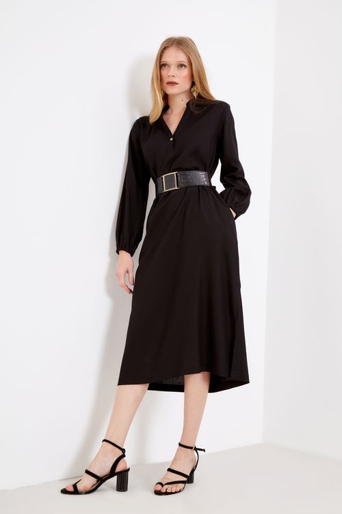 Vestido Casual Chemise - Preto