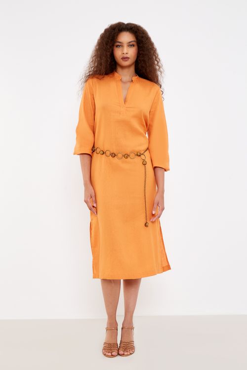 Vestido Casual Chemise - Laranja Mandarine