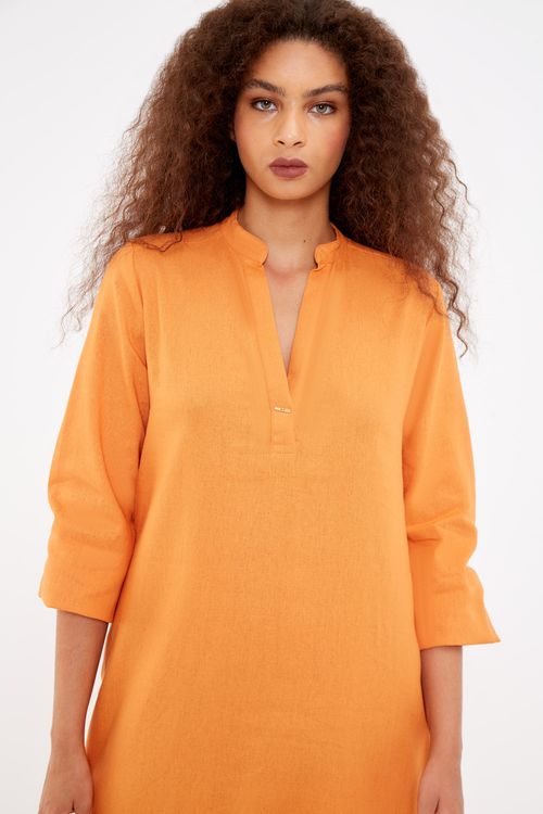 Vestido Casual Chemise - Laranja Mandarine