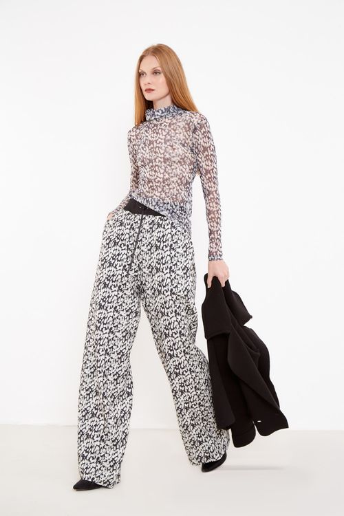 Calça Estampa Carvão Amarração - Est Carvao