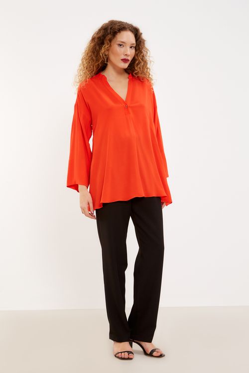 Blusa Decote v Ampla - Laranja Coral