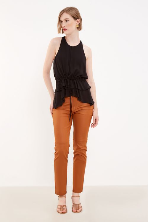 Blusa Camadas Túnel Amarração - Preto