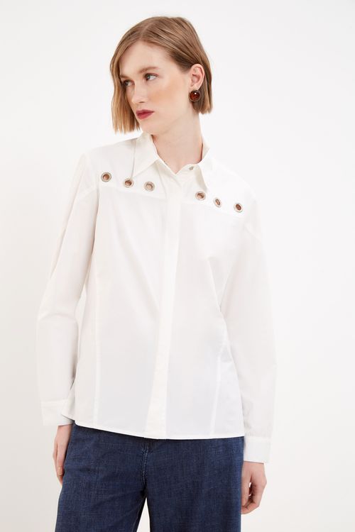 Camisa Recortes Ilhoses - Branco