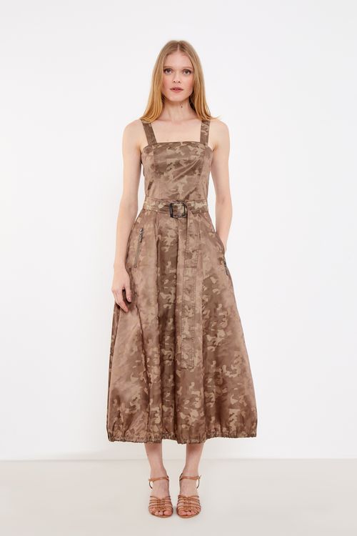 Vestido Militar Utilitário - Verde Terra