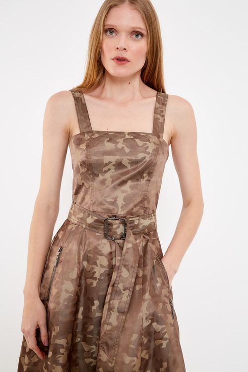 Vestido Militar Utilitário - Verde Terra