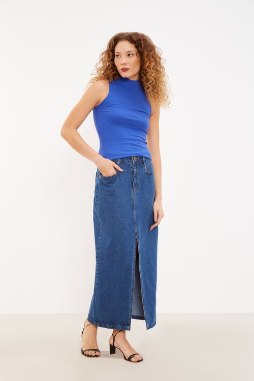 Saia Jeans Pala Fenda - Jeans
