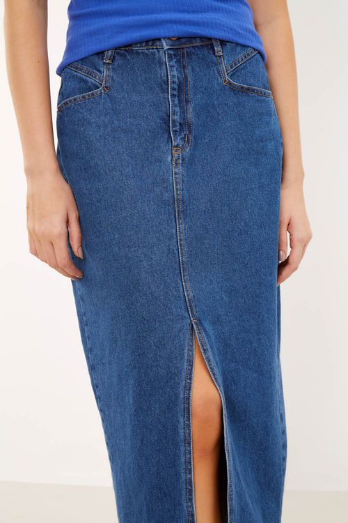 Saia Jeans Pala Fenda - Jeans