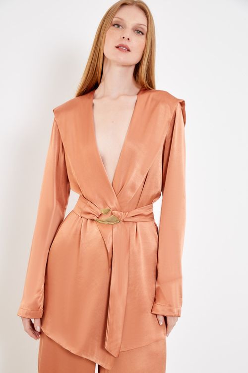 Blazer Com Capuz e Cinto - Cobre
