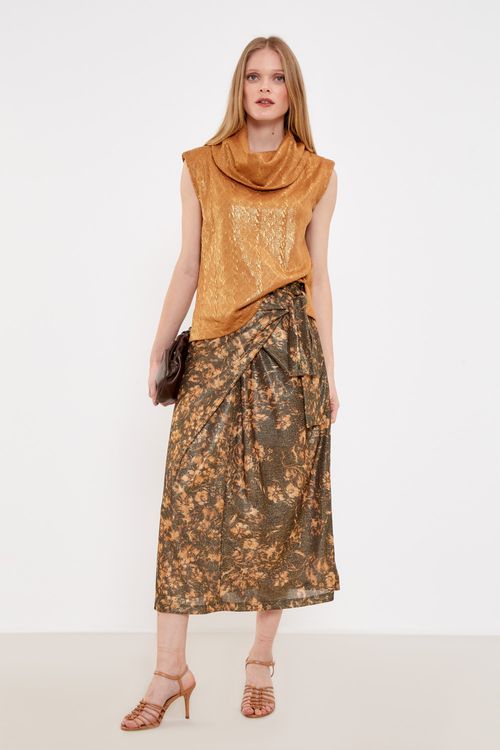 Blusa Malha Foil - Ambar Escuro
