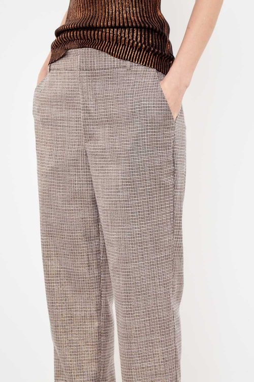 Calça Seca Xadrez Com Lurex - Xadrez