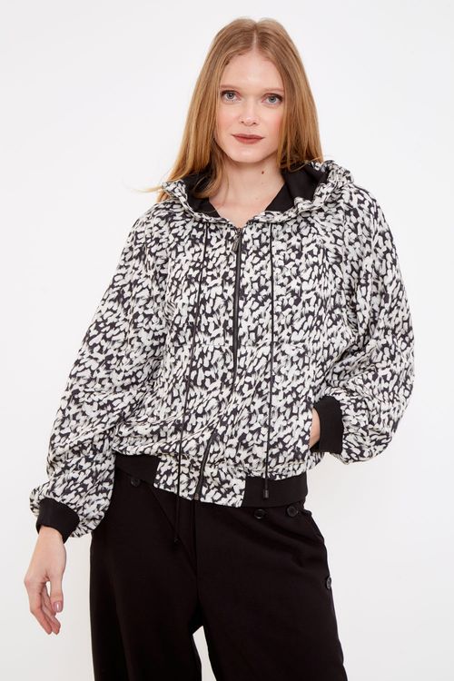 Parka Estampa Carvão Com Capuz - Est Carvao