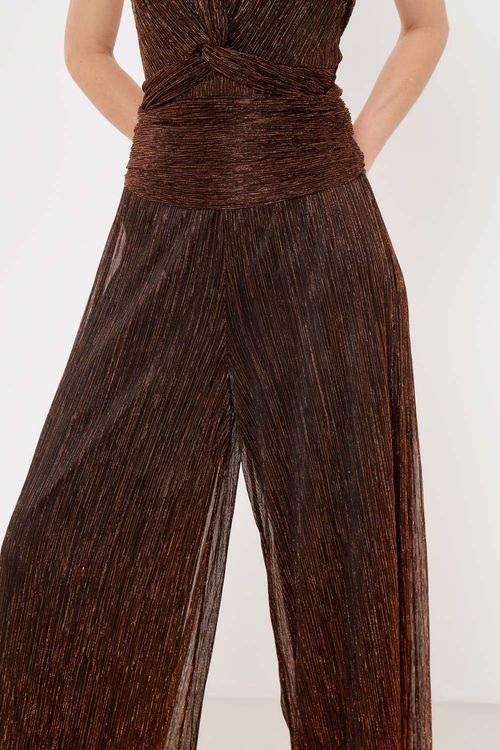 Calça Malha Tule Brilho - Cobre