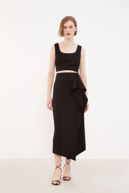 Cropped Alfaiataria Alça - Preto