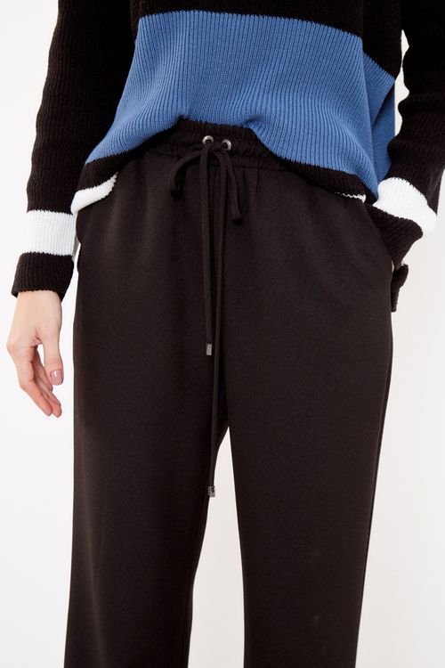 Calça Reta Cós Elástico - Preto