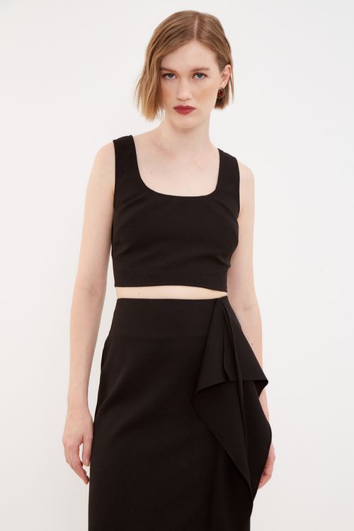 Cropped Alfaiataria Alça - Preto
