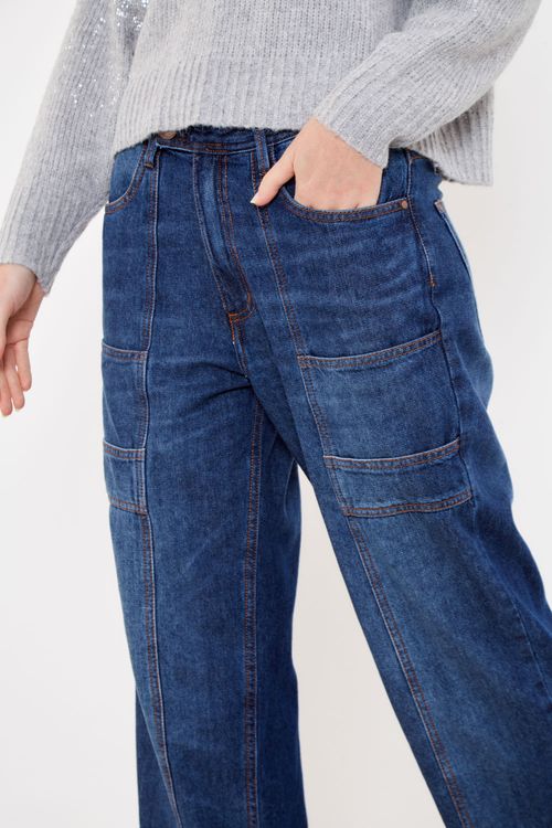 Calça Jeans Bolsos Frente - Jeans