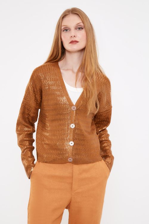Casaco Tricot Foil - Ambar Escuro