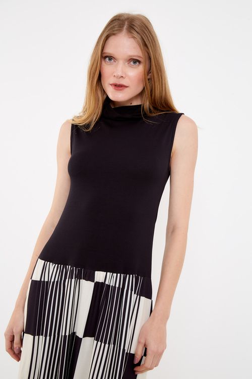 Vestido Estampado Geométrico Pb Longo - Est Geometrica Pb