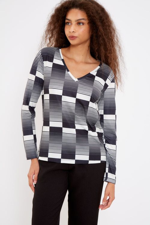 Blusa Malha Estampa Geométrica Pb - Est Geometrica Pb