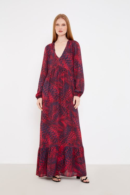 Vestido Estampado Coral Magenta Curto - Est Coral Magenta
